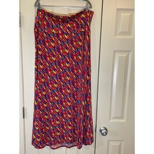 LuLaRoe Maxi Skirt Womens 3XL Red Multicolor NWOT Geometric Abstract Stretch